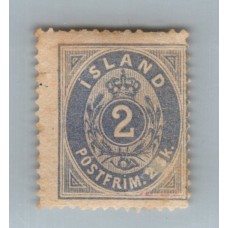 ISLANDIA LA PRIMER ESTAMPILLA DEL PAIS 1873 NUEVA SIN GOMA 1.000 EUROS !!! RARISIMA Y CON SELLO DE GARANTIA AL DORSO AQUI CON BAJISIMA BASE